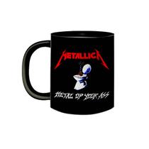 Caneca Porcelana Metallica Metal Up Your Ass 325mL Preta