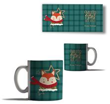 Caneca Porcelana Natal Bichinhos Raposa Papai Noel Mensagem Caneca Porcelana Natal Bichinhos Raposa Papai Noel Mensagem