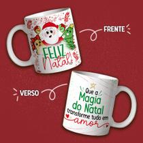 Caneca Porcelana Natal Cute Que a magia do natal transforme tudo em amor 325 ml