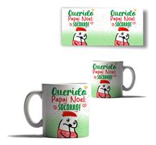 Caneca Porcelana Natal Flork Papai Noel Socorro Humor Boneco