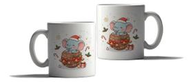 Caneca Porcelana Natal Presente Elefante Papai Noel Fofo Caneca Porcelana Natal Presente Elefante Papai Noel Fofo