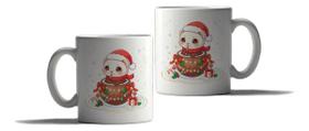 Caneca Porcelana Natal Presente Furão Papai Noel Fofo Caneca Porcelana Natal Presente Furão Papai Noel Fofo