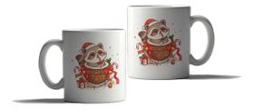 Caneca Porcelana Natal Presente Guaxinim Papai Noel Fofo Caneca Porcelana Natal Presente Guaxinim Papai Noel Fofo