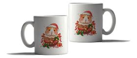 Caneca Porcelana Natal Presente Hamster Papai Noel Fofo Caneca Porcelana Natal Presente Hamster Papai Noel Fofo