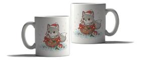 Caneca Porcelana Natal Presente Lobo Papai Noel Fofo Caneca Porcelana Natal Presente Lobo Papai Noel Fofo