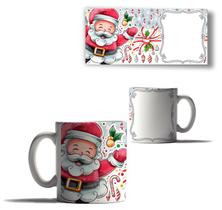 Caneca Porcelana Natal Sua foto Aqui Papai Noel Neve Arvore