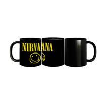 Caneca Porcelana Nirvana Rock Roll Anos 90 325mL Preta