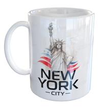 Caneca Porcelana Ny Estatua Bandeira Americana