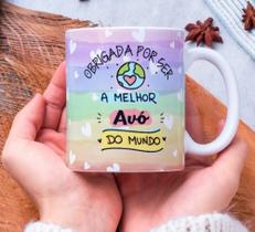 Caneca Porcelana Obrigada Por Ser a Melhor Avó do Mundo - Dia dos Avós Zlprint