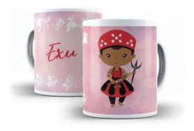 Caneca Porcelana Orixá Exu Candomblé e Umbanda