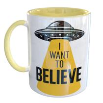 Caneca Porcelana Ovni I Want To Believe Ufologia