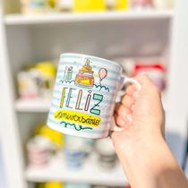 Caneca Porcelana Parabéns Bmb C/ Caixa - Cores Temáticas