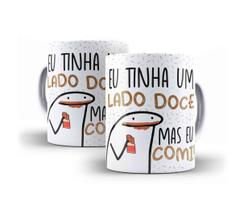 Caneca Porcelana Páscoa Eu Tinha Um Lado Doce Mas Eu Comi