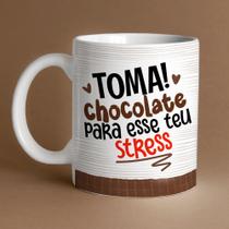 Caneca Porcelana Páscoa Toma chocolate para esse teu stress 325 ml