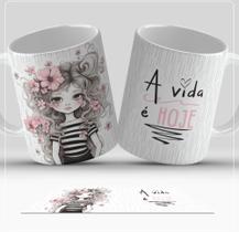 Caneca porcelana personalizada A vida é hoje