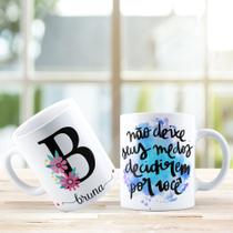 Caneca porcelana personalizada - alfabeto floral - frases