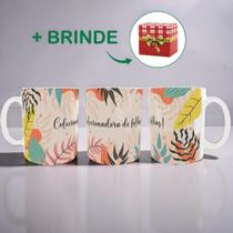 Caneca Porcelana Personalizada Colecionadora de Folhas Com Brinde Caneca Porcelana Personalizada Colecionadora de Folhas Com Brinde