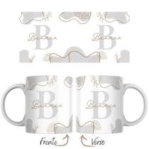 Caneca Porcelana Personalizada com Inicial Nome Presente Minimalista