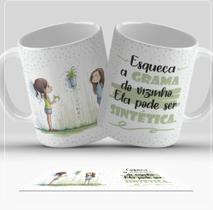 Caneca porcelana personalizada Esqueça a grama do vizinho