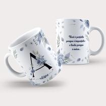 Caneca Porcelana Personalizada Nome Floral - MKT-08