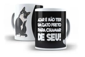 Caneca Porcelana Pet Azar É Não Ter Um Gato Preto Pra Chamar de Seu Mãe de Gato