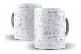 Caneca Porcelana Pet Gatos Cute Meow Mãe De Gatos Presente