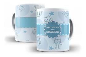 Caneca Porcelana Pet Gatos Meu Filho Tem Bigode Mãe De Gato