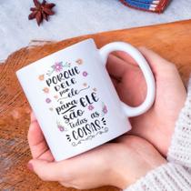 Caneca Porcelana Porque Dele Por ele e para ele São todas as Coisas Est.Evangelica2.16 - Zlprint