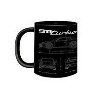 Caneca Porcelana Porsche 911 992 Turbo S Premium Black 325mL