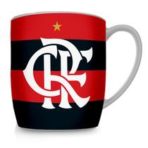 Caneca Porcelana Premium BrasFoot Flamengo 300 ML Urban Licenciada Branco