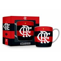 Caneca Porcelana Premium BrasFoot Flamengo 300 ML Urban Licenciada Branco