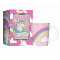 Caneca Porcelana Premium na caixa 280ml Unicórnio Brasfoot