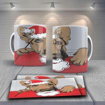 Caneca Porcelana Presente 325Ml Tema Cachorro Natal