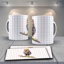 Caneca Porcelana Presente 325ml Tema Coruja