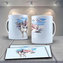 Caneca Porcelana Presente 325ml Tema Paisagem Alce