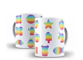 Caneca Porcelana Presente Infantil Pop It Fidget Toys
