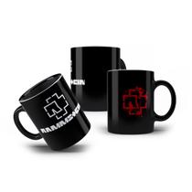 Caneca Porcelana Preta Banda Rammstein Metal Alemão Rock