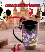 Caneca Porcelana Preta Mickey Mouse & Minnie 400ml - Disney