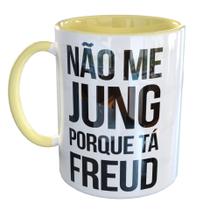 Caneca Porcelana Psicologia Não Me Jung Tá Freud