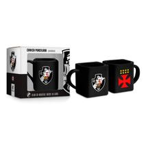 Caneca Porcelana Quadrada BrasFoot Vasco Da Gama 220 ML Licenciada Preto