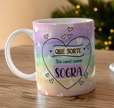 Caneca Porcelana Que Sorte ter Você como Sogra - Presente de dia das Mães Zlprint