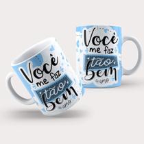 Caneca Porcelana Romântica Você me faz tão bem - LOV-10
