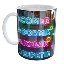 Caneca Porcelana Rotina GAMER Comer Dormir Jogar