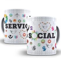 Caneca Porcelana Serviço Social - Profissões Zlprint