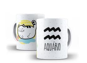 Caneca Porcelana Signo Gatinhos Aquário Caneca Porcelana Signo Gatinhos Aquário