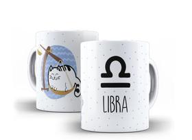 Caneca Porcelana Signo Gatinhos Libra Caneca Porcelana Signo Gatinhos Libra