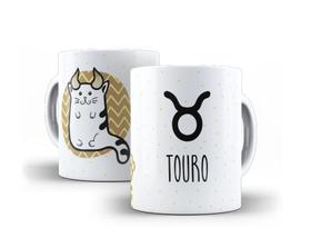 Caneca Porcelana Signo Gatinhos Touro Caneca Porcelana Signo Gatinhos Touro
