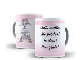 Caneca Porcelana Sinto Muito, Me Perdoe, Te Amo, Sou grato (Hooponopono)
