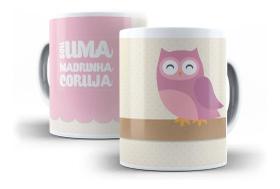 Caneca Porcelana Sou Uma Madrinha Coruja Presente Dinda