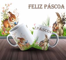 Caneca Porcelana Sublimada - Tema Coelho da Páscoa 325ml